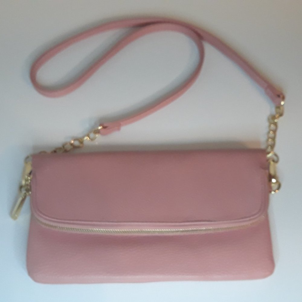 Pink "C" Fold Over Crossbody Purse